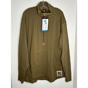 Polartec Pullover Mens XL Brown Power Dry FR 1/4 Zip Fleece Military Base Layer